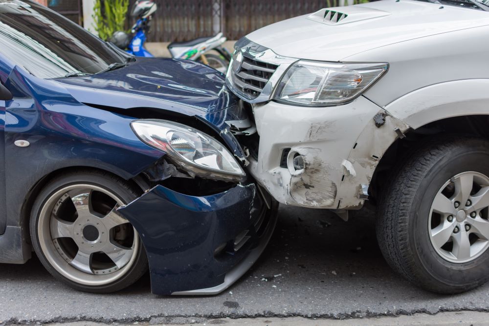 Car accident scene in North Carolina
